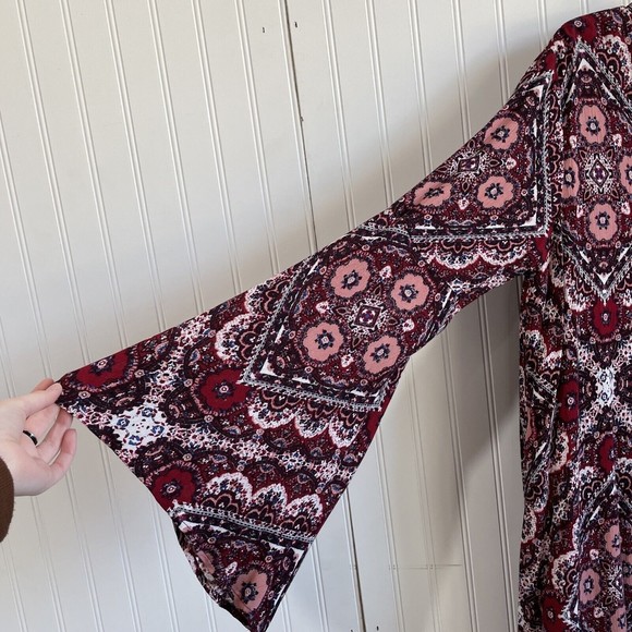 Very J Womens  Large Colorful Floral Paisley Geometric Tunic Top Bohemian - Picture 3 of 14